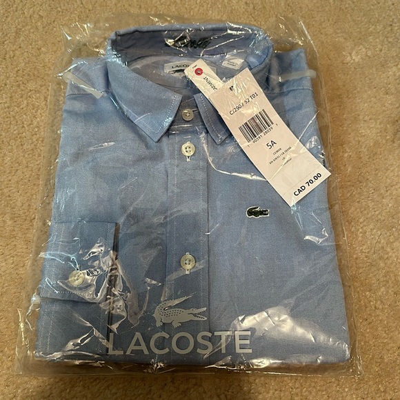 BOYS Lacoste Long sleeve dress shirt size 5 - Picture 1 of 3